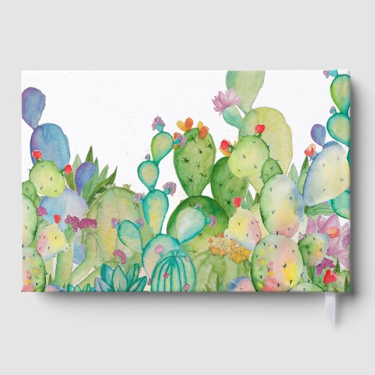 Wünsche für Baby | Wasserfarben-Kaktus-Kinderdusch Gästebuch (Rückseite)