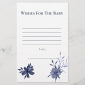 Wünsche für Baby Watercolor Navy Blue Floral (Vorderseite)