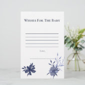 Wünsche für Baby Watercolor Navy Blue Floral (Stehend Vorderseite)