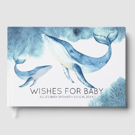 Wünsche für Baby | Whales-Babydusche Gästebuch (Vorderseite)