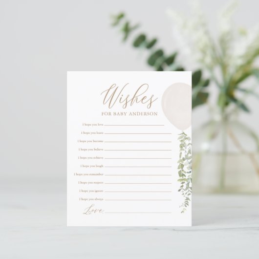 Wünsche für Baby White Balloon Baby Showspiel (Stehend Vorderseite)