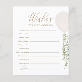 Wünsche für Baby White Balloon Baby Showspiel