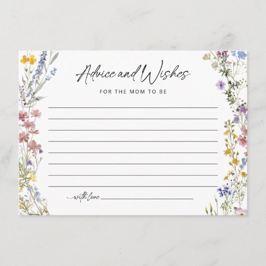 Wünsche für Babydusche Wildblume Babyduschkarte Begleitkarte (Vorderseite)