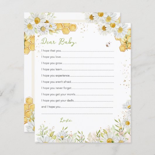 Wünsche für Babykarten Hummelblütendusche (Vorne/Hinten)