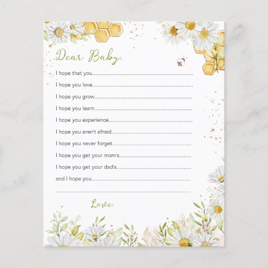 Wünsche für Babykarten Hummelblütendusche (Vorderseite)