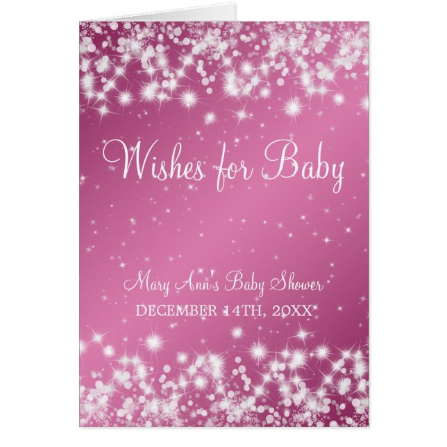 Wünsche für Babyparty-Winter-Schein-Rosa (Vorne)