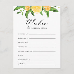 Wünsche für Braut und Bräutigam mit Zitronen und O Einladungspostkarte