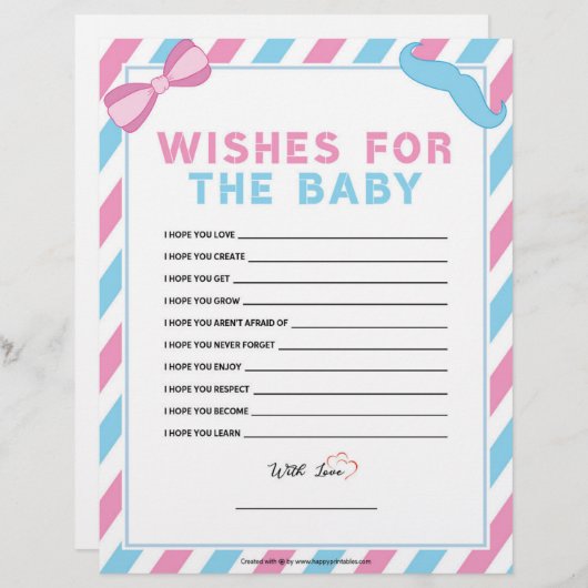 Wünsche für das Baby [Genitalüberraschung] Briefbogen (Vorne/Hinten)