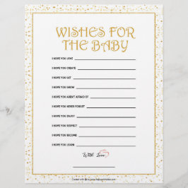 Wünsche für das Baby [goldene Glitzern] Briefbogen