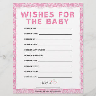 Wünsche für das Baby [Luxuslackierung [rosa] Briefbogen