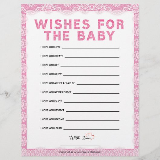 Wünsche für das Baby [Luxuslackierung [rosa] Briefbogen (Vorderseite)