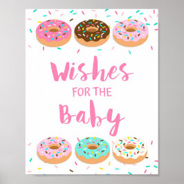 Wünsche für das Baby Pink Donut Sprinkle Zeichen Poster