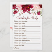 Wünsche für das Baby Showspiel Burgundy Pink Flora (Vorne/Hinten)