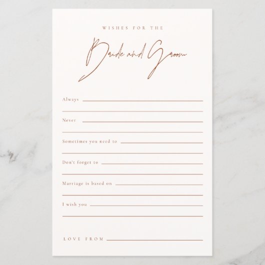 Wünsche für das Brautparty Bride & Groom (Vorderseite)