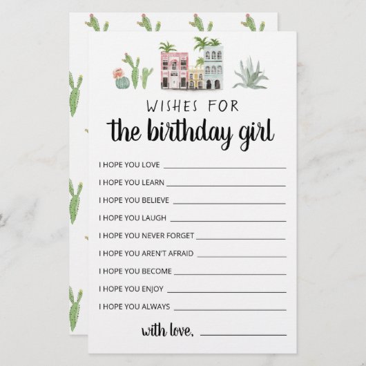 Wünsche für das Geburtstagskind (Vorne/Hinten)