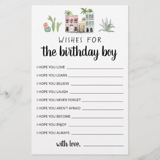 Wünsche für den Geburtstagskind (Vorderseite)