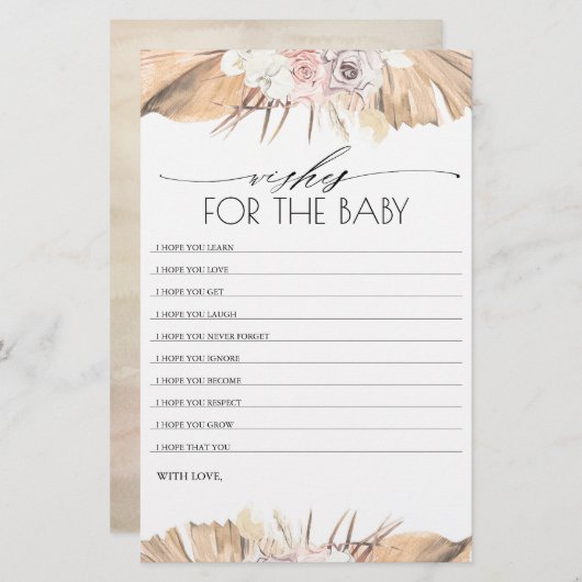 Wünsche für die Baby-Dusche (Vorne/Hinten)