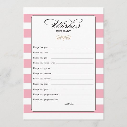 Wünsche für die Baby-Game-Karte - Rosa Hinweiskarte (Vorderseite)