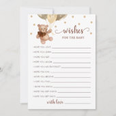 Wünsche für die Baby Shower Teddy Bärenkarte Einladung (Vorderseite)