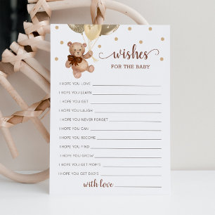 Wünsche für die Baby Shower Teddy Bärenkarte Einladung