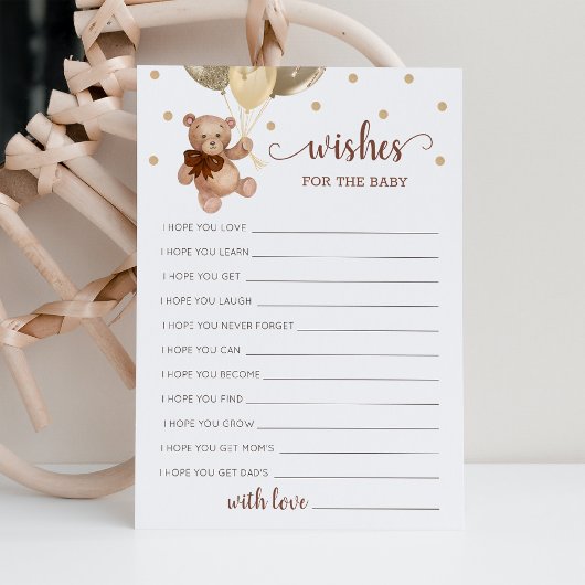 Wünsche für die Baby Shower Teddy Bärenkarte Einladung
