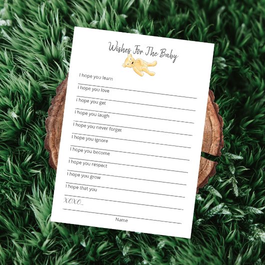 Wünsche für die Baby Teddy Bärenkarte Programm