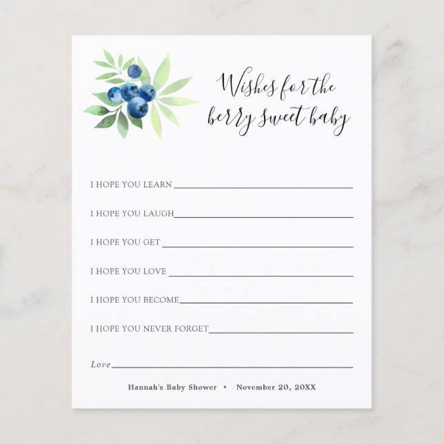 Wünsche für die Berry Sweet Baby Card (Vorderseite)