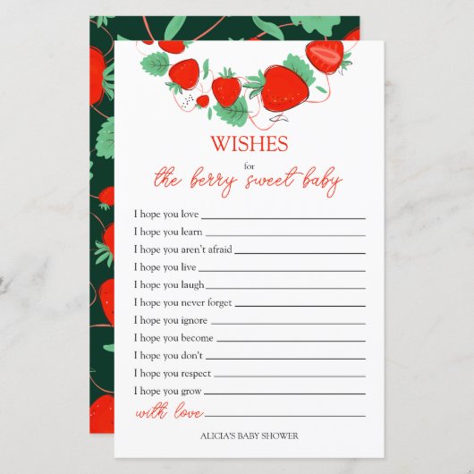 Wünsche für die Berry Sweet Baby Card (Vorne/Hinten)