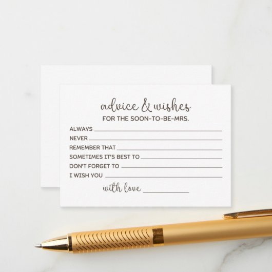 Wünsche für die Braut Hinweiskarte (Vorderseite/Rückseite Beispiel)