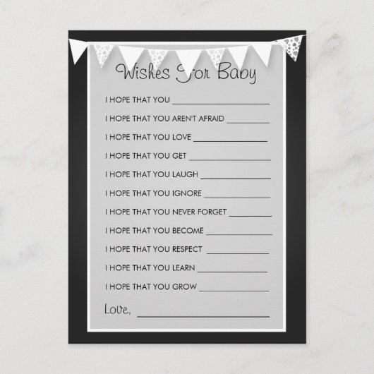 Wünsche für die Liebe von Babyduschen Hinweiskarte (Vorderseite)