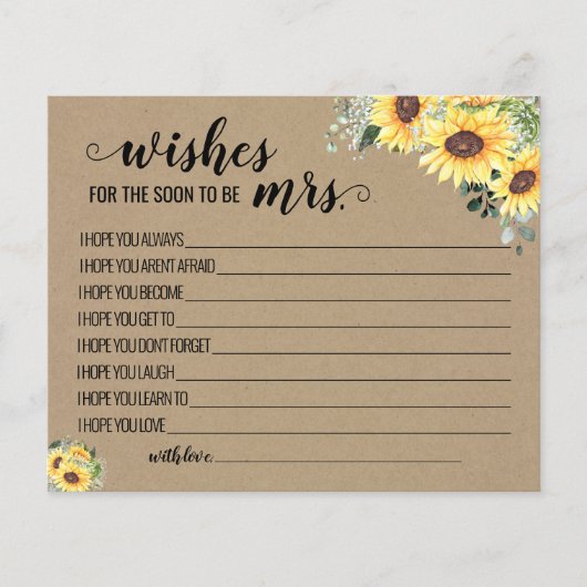 Wünsche für die Mrs. Greenery Sunflowers Card Flyer (Vorne)