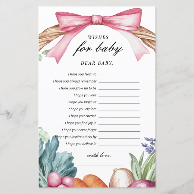 Wünsche für ein Baby-Baby-Dusche-Spiel mit lokalem (Vorderseite)