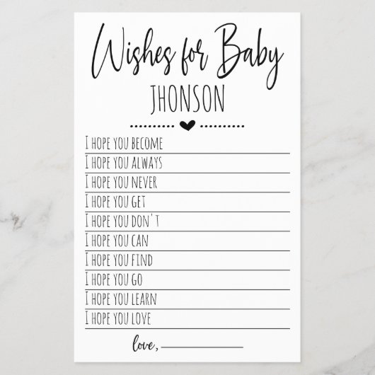 Wünsche für eine Babykarte Flyer (Vorne)