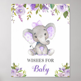 Wünsche für eine Lila Lilac Elephant Dusche für Ba Poster
