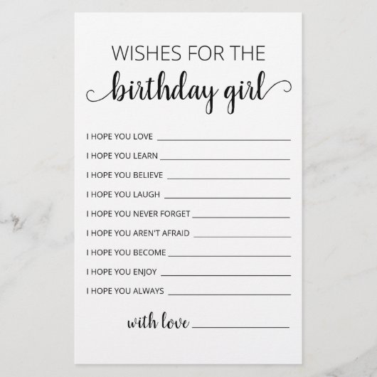 Wünsche für Geburtstagskarte (Vorderseite)