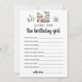 Wünsche für Geburtstagsmädchen Geburtstagsparty Ca Einladung (Vorderseite)