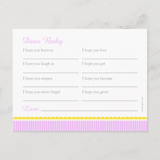 Wünsche für Kinder - Babydusche Postkarte (Rückseite)