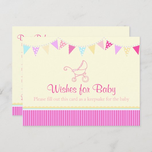 Wünsche für Kinder - Mädchen Dusche rosa Ansichtsk Hinweiskarte (Vorne/Hinten)