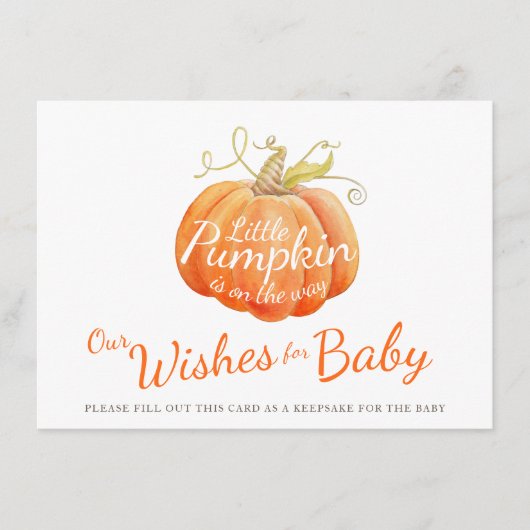 Wünsche für kleine Kürbisbrunnendusche Hinweiskarte (Vorderseite)