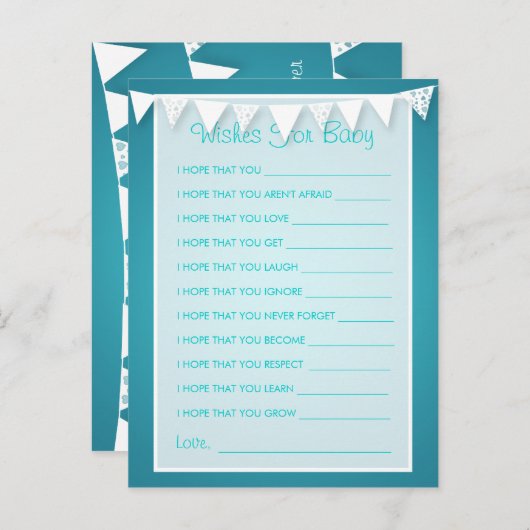 Wünsche für Liebe mit Babydusche Hinweiskarte (Vorne/Hinten)