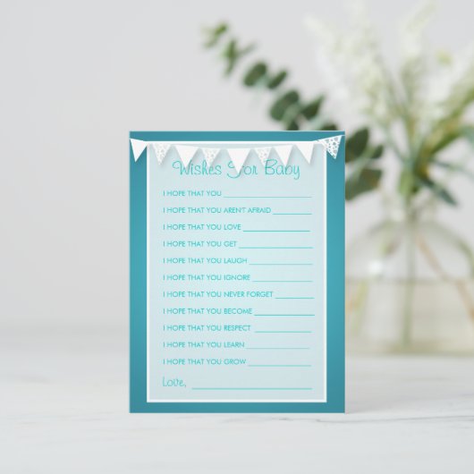 Wünsche für Liebe mit Babydusche Hinweiskarte (Stehend Vorderseite)