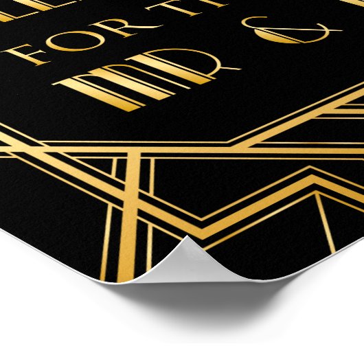 Wünsche für Mr. & Mrs. Wedding Sign | Gatsby Art D Poster (Ecke)