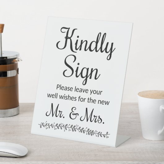 Wünsche für Neuen Herrn und Frau Wedding Gästebuch Sockelschild (In SItu)