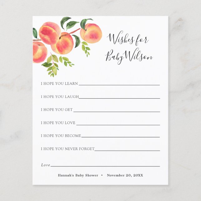 Wünsche für unsere Sweet Little Peach Baby Card (Vorderseite)