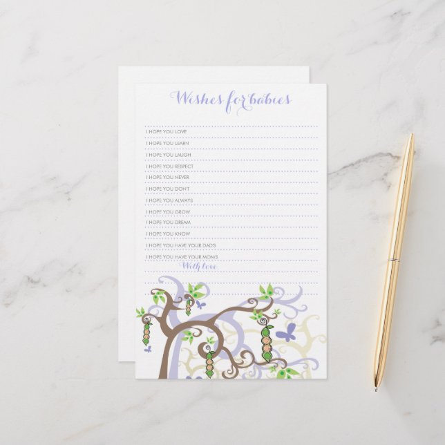 Wünsche für Zwillinge Lila Erbsen in einem Pod Gam (Vorderseite/Rückseite Beispiel)