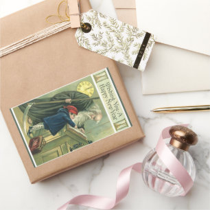 Wünsche Ihnen ein glückliches neues Jahr, Vintage- Rechteckiger Aufkleber