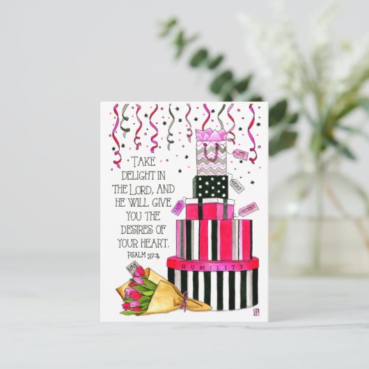 Wünsche Ihrer Herz Inspiration Postkarte (Stehend Vorderseite)