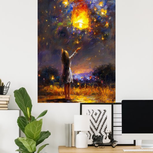 Wünsche in Sky Lantern Träume in Expressive Poster (Heimbüro)