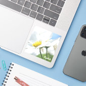 Wünsche mit White Daisies Personalisiert Aufkleber (Laptop mit iPhone)