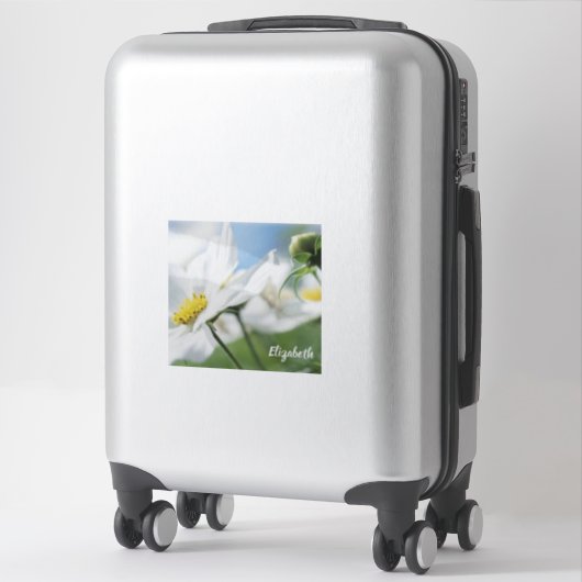Wünsche mit White Daisies Personalisiert Aufkleber (Koffer)